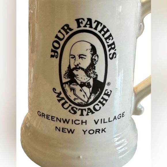 Vintage Mustache Mug Stein Your Father's Mustache  14 oz Greenwich Village NY - Picture 2 of 6